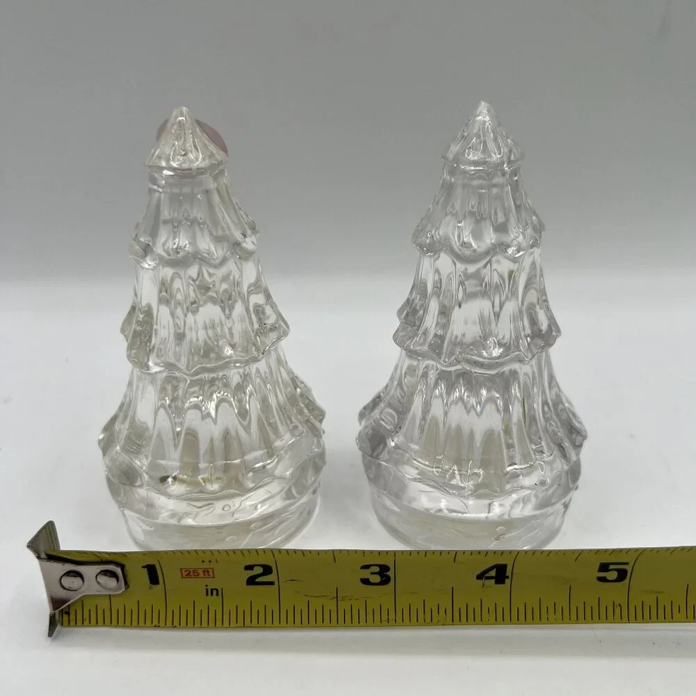 Gorham Fine Crystal Salt Pepper Shakers Christmas Tree 4